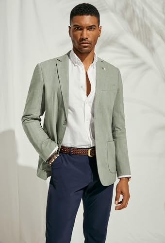 PJ PAUL JONES Mens Blazer Casual Cotton-Linen Sport Coat Lightweight 2 Button Unlined Suit Jackets3