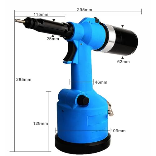 Remachadora hidráulica neumática, herramienta neumática resistente con 7 boquillas y capacidad de 19,1 KN, carrera ajustable para remaches M3 a M12
