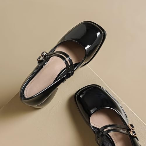 LUXINYU Women Square Toe Heels Pearl Elegant Ladies Pumps Heeled Dress Shoes Comfort Work Shoes2