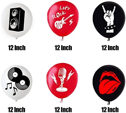 Miniatura 3 de 50 globos de látex Rock and Roll para decoración de fiestas de los años 8090, nostalgia retro, rapero retro, guitarra hip hop, micrófono, grabación