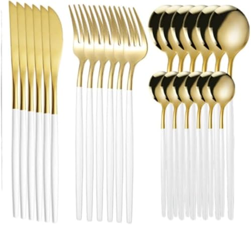 SLLS �k�����H��Z�b�g 24 �_ �S�[���h�X�e�����X�� �i�C�t�X�v�[���t�H�[�N ������� �q���I �A�E�g�h�A�L�����v�p �������v���[���g �ƒ�L�b�`���p (24�Z�b�g,�z���C�g +�S�[���f��)