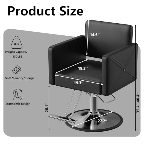 Image of LOUVIXA Barber Chair for Hair Stylist, Height Adjustable Hydraulic Hair Salon Chair, 360 Degrees Rotation, Multi-Function Shampoo Chair for Salon Home Barbershop, Black