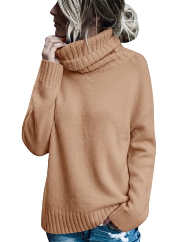 Image of FISACE Womens Oversized Turtleneck Pullover Sweater Cable Knit Sweater Tops
