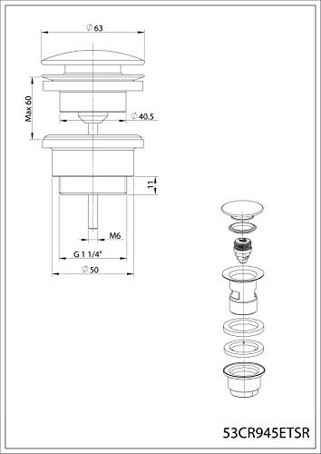 Paini - 53CR945ETSR Tappo per Lavandino, Bagno