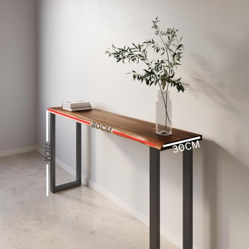Image of 80Cm Long Solid Wood Console Table for Living Room | Wooden Modern Side Entrance Table for Home & Office | (80 * 30 * 77* Cm)