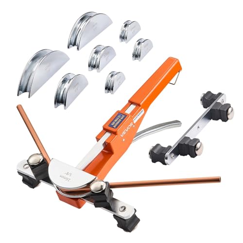 VEVOR Kit de Dobladora de Tubos de 6 a 22 mm, Herramienta Compacta Manual de Trinquete para Tubos, con 7 Matrices de Aleación Aluminio, para Refrigeración, HVAC, Cobre y Aluminio, Hacia Adelante