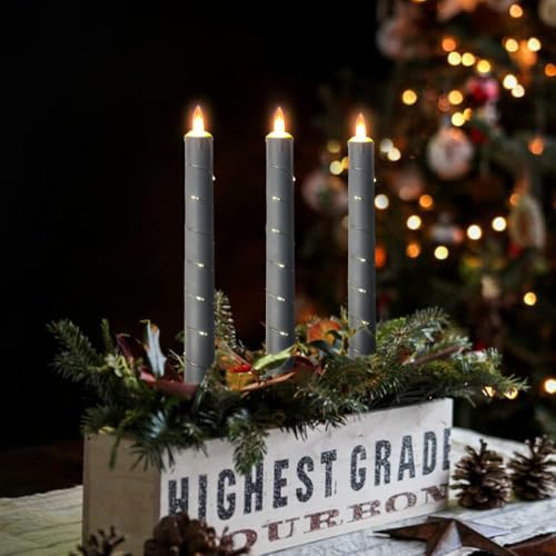 Image of Flameless Candle, (Conical) Patented Starlight String, LED Candle, 11-Key Timing Remote Control, Battery Powered, Dance Flicker Flame, 6 Packs, Christmas Wedding Home Decor(Dark Gray)