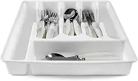 Organizador/Suporte/Separador de Talheres para Gaveta/Porta Talheres para gaveta com 5 divisórias (BRANCO)