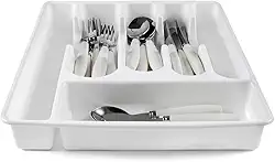 Organizador/Suporte/Separador de Talheres para Gaveta/Porta Talheres para gaveta com 5 divisórias (BRANCO)