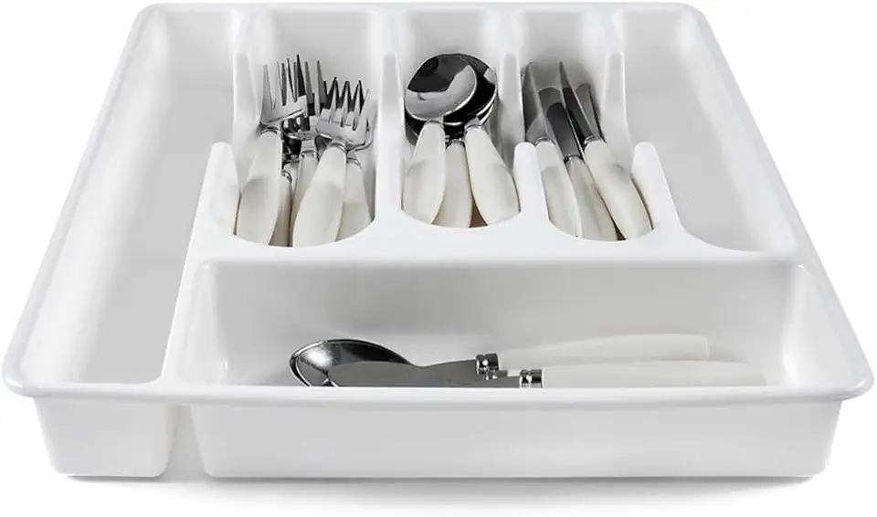 Organizador/Suporte/Separador de Talheres para Gaveta/Porta Talheres para gaveta com 5 divisórias (BRANCO)