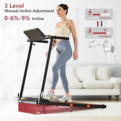 Image of Treadmill with Incline, 3 in 1 Under Desk Treadmill Walking Pad with Removable Desk Workstation 3.5HP Foldable Compact Walking Treadmills for Home Small Office with Wristband Remote Control