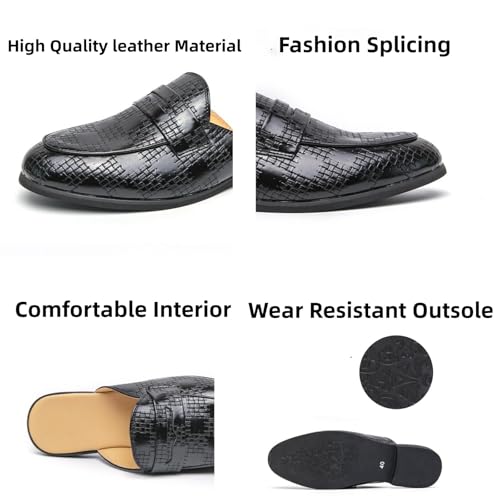 Aimery Mens Leather Slip-On Mules Backless Sandals Casual Modern Pointed Toe Flats Half Loafers Dress Formal Business Slippers3