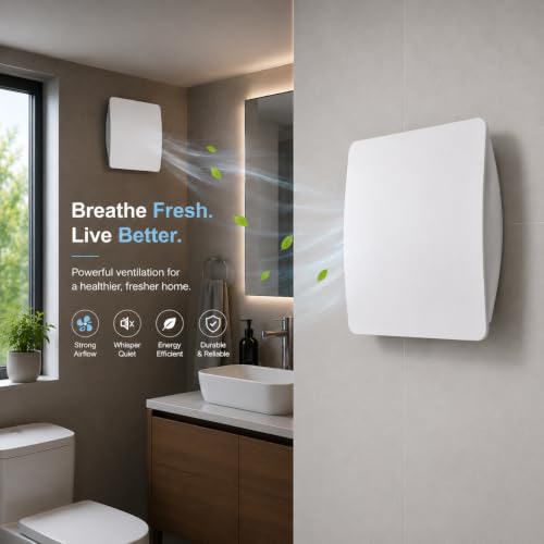 Image of 6 Inch White Exhaust Fan for Bathroom, Kitchen & Office | 150mm Adjust Fan