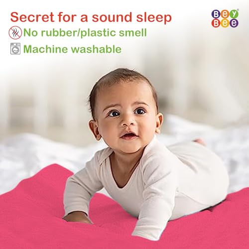 BeyBee Instadry Anti-Piling Fleece Extra Absorbent Quick Dry Sheet for New Born Babies, Cotton Bed Protector Mattress, Waterproof Baby Cot Sheet for Toddler Infant, Small Size 50x70cm, Salmon Rose