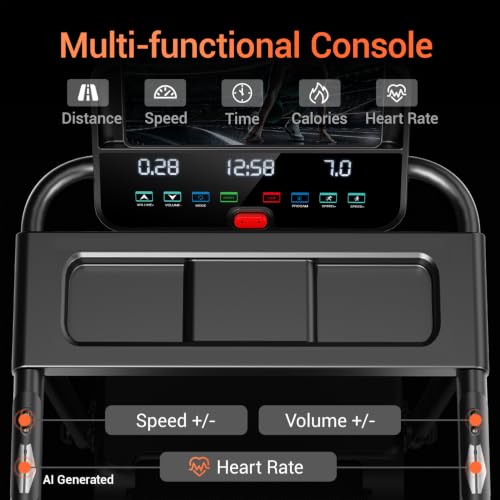 Image of CURSOR FITNESS 16% Incline Treadmills for Home Small with 3 LED Displays, 3.0HP Foldable Walking Pad Treadmill Up to 400LBS Capacity, Portable Treadmill 0.6-7.0MPH