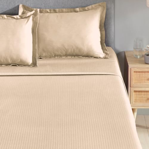 Image of myTrident Bedsheet for Double Bed King Size | 108 inch x 108 inch | Irish Cream