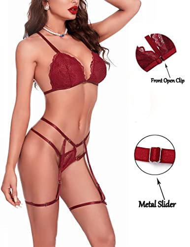 SSoShHub Babydoll Lingerie Bodysuit Swimwear Mini Chemise Sexy Bra and Panty Lingerie Wedding Honeymoon Valentine Newyear Bikini Bridal Nightdress 2 Piece Set