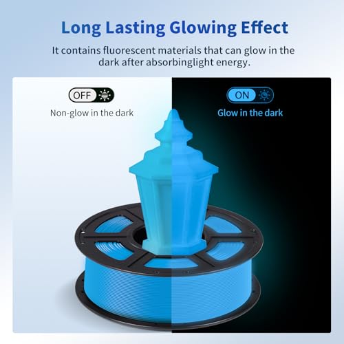 Image of ANYCUBIC PLA 3D Printer Filament, Glow in The Dark, 3D Printing PLA Filament 1.75mm Dimensional Accuracy + /- 0.02mm, 1KG Spool (2.2 lbs), Blue PLA, Glow Blue