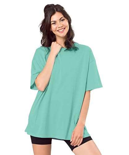 Image of SHODOX Women's Cotton Blend Oversized Drop Shoulder Solid T-Shirt(Pack of 1)