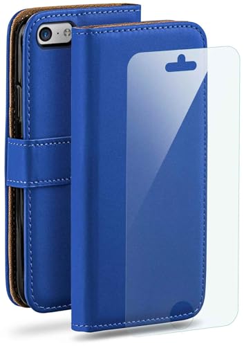Housse avec couvercle iPhone 5c bleu foncé et film écran