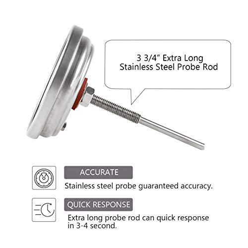 BBQ Grill Temperature Gauge Waterproof Large Face for Kamado Joe Barbecue Charcoal Grill Stainless Steel 150-900°F Cooking Thermometer for Oven Wood Stove Accessories Tool Set Up Easy (White) - Thumbnail 5