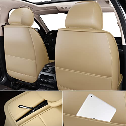 Oasis Auto Car Seat Covers Accessories Full Set Premium Nappa Leather Cushion Protector Universal Fit For Most Cars Suv Pick-Up Truck, Automotive Vehicle Auto Interior Décor (Od-001 Tan) #TOP4
