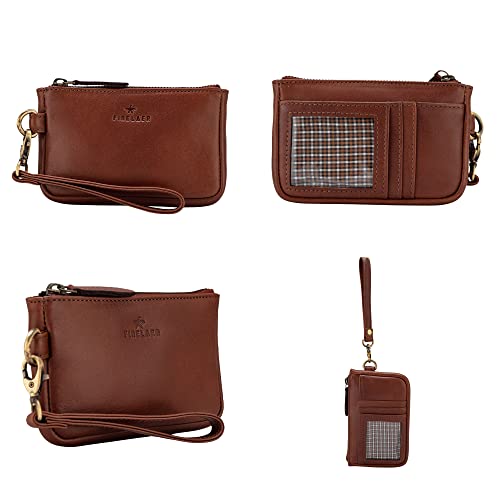 Finelaer Designer Leather Coin Purse Pouch Change Purse With Zipper For Women (Brown Carlo) #TOP2