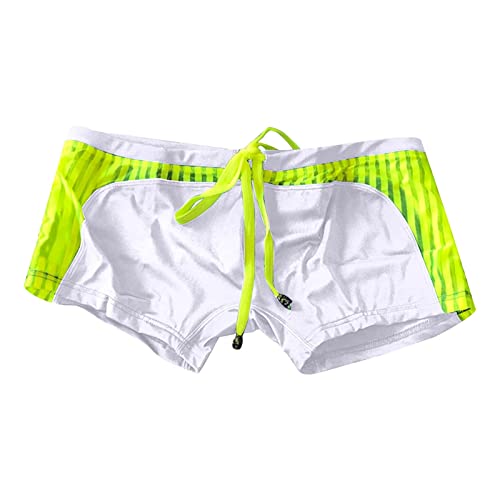 JEShifangjiusu Men'S Swim Trunks Boxers Swimwear Swimming Trunks Drawstring Stripe Bulge Low Waist Boxer Briefs Swimsuit