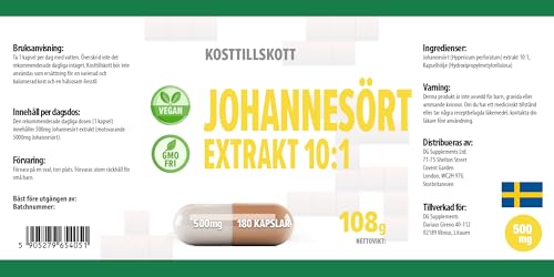 Hepatica Johanniskraut (St. John’s Wort) 5.000 mg Äquivalent – 180 Vegane Kapseln | Hochdosiert mit 500 mg 10:1 Extrakt | Laborgeprüft | Nahrungsergänzungsmittel