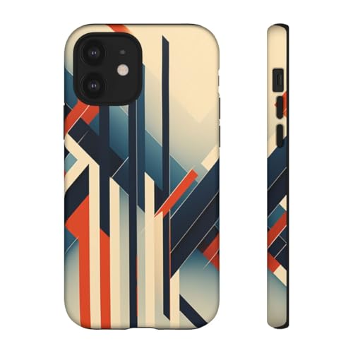 Coque rigide iPhone 12 lignes abstraites finition mate premium étui géométrique