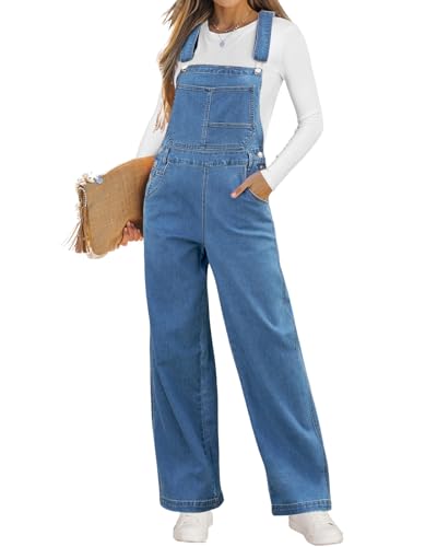 Vetinee Jean Bib Overalls for Women - Denim Dungarees Jumpsuit Quiet Harbor Small Fits Size 4 / Size 6