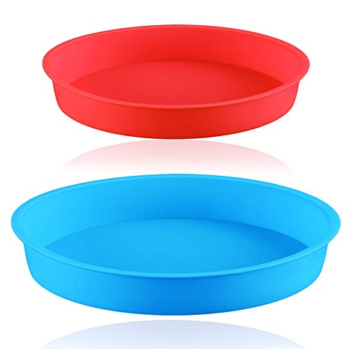 Silicone Cake Pan,DanziX Round Baking Mold 6 Inch and 8 Inch Non-Stick Reusable Bakeware Pan-Red and Blue
