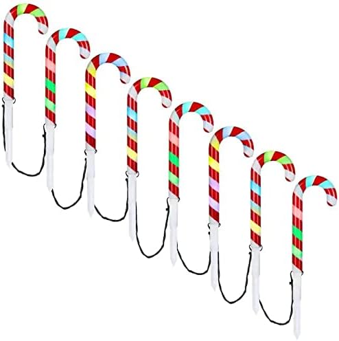 Gemmy Orchestra of Lights 8-Count 181 Multi-Function Color Changing LED Plug-in Outdoor Christmas Candy Cane Lights - New for 2018
