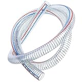 NUOBESTY Tuyau D’aspiration Pvc Spiralé Transparent 25 Mm Diamètre Intérieur 2 Mètres Tube Renforcé Résistant Pour Transfert D’huile, Carburant Et Eau Usage Industriel Et Pompage