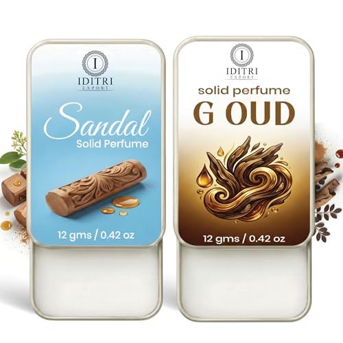 Image of IDITRI EXPORT Solid Perfume |sandal&G oud Alcohol Free Wax Perfume Balm, Long Lasting | Pocket Tin 12g, Pack Of 2| Non Greasy Smooth Glide, Travel Friendly Men And Women