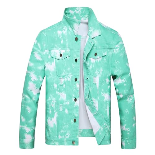 Image of RANMCC Men's Stretch Vintage Washed Long Sleeve Denim Jacket