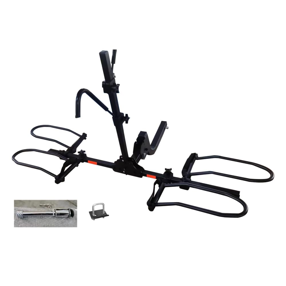 Portabici Posteriore Pieghevole 2 Biciclette Resistente Montare Sul Gancio Traino Acciaio Q235 Capacità Carico 180 Libbre Adatto a Ruote Larghe Fino 5,5" Piattaforma Cinghie e Accessori Sicurezza Auto