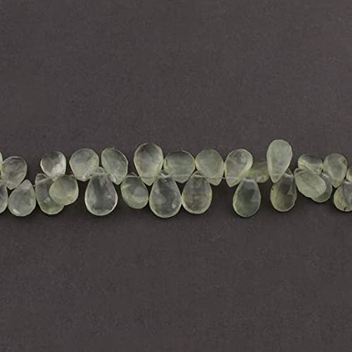 Briolettes de préhnite véritable taillées en poire pour joaillerie haut de gamme