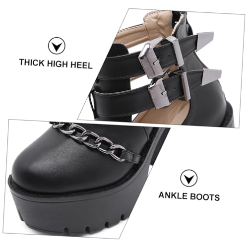 Bottines pour femmes à talons hauts rivets imperméables chaussures chaînette Gatuida