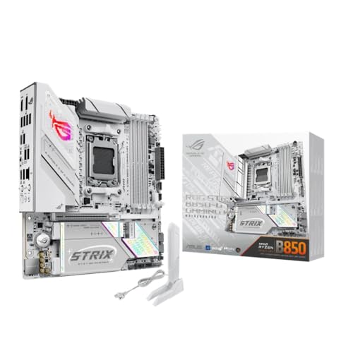 ASUS ROG STRIX B850-G GAMING WIFI, Scheda Madre AMD mATX, Slot DDR5, Bianca | 14+2+1 Stadi di Alimentazione, PCIe 5.0, 4 slot M.2, WiFi 7 (802.11be) e Ethernet 2,5Gb, USB-C da 20Gbps, Aura Sync RGB