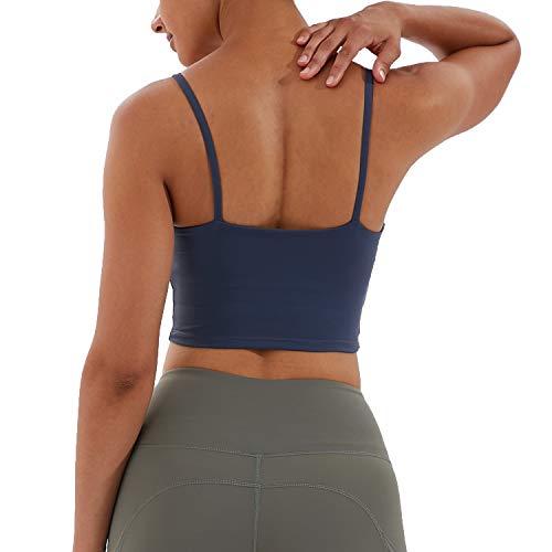 Image of Women's Strappy Stretch Sports Bra Longline Yoga Tank Top Fitness Bra Workout Camisole Crop Tops for Teen Girl
