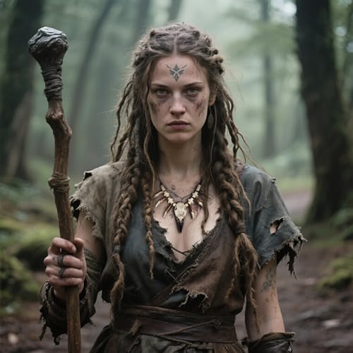 Joukavor Handmade Adjustable Tribal Necklace with Tooth & Raven Skull Ethnic Jewelry for Women Men Cosplay4