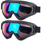 Kids Motorcycle Goggles, 2-Pack Dirt Bike Goggles for Child, ATV Off-Road Racing Goggles for Boys Girls