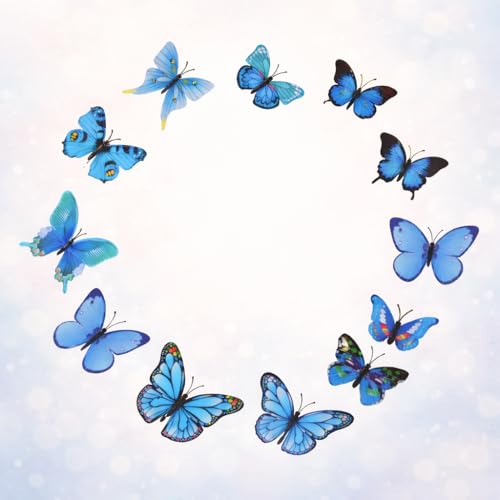 Image of CraftVatika 3D Butterfly Wall Stickers for Home Decor with Sticking Pads 12 Pieces | Blue DIY Butterfly Wall Decoration for Living Room Bedroom Kids Room Nursery | Home Decoration Ornament for Door