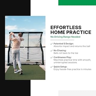 Net Return Home Series Golf Training Net, 7’x7’, Auto Ball Return, Portable Indoor/Outdoor, Simulator Use, Durable Aluminum