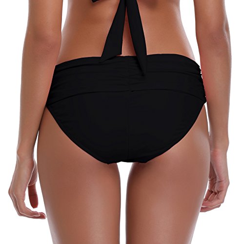 image for SHEKINI Women's Swimsuit Hipster Bikini Bottoms Full Coverage Ruched H