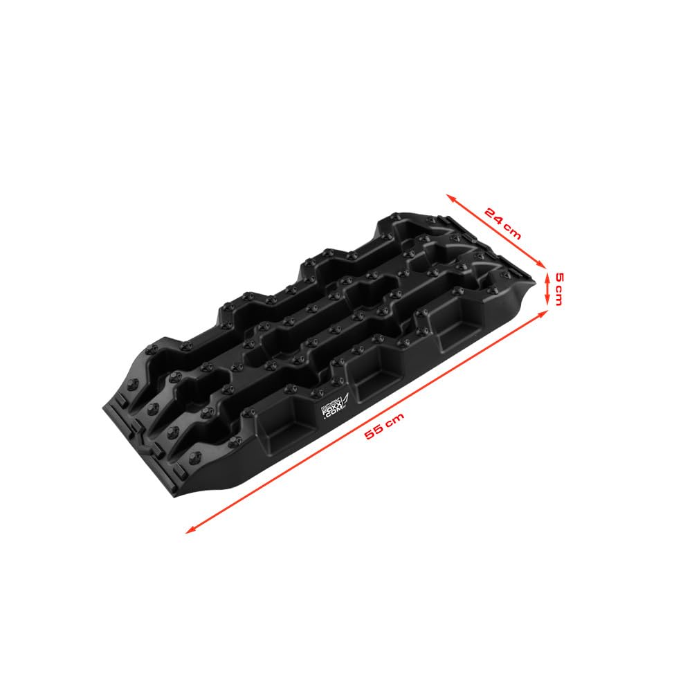 ROCKFOXX Sandbleche Offroad 5 Tonnen Paar schwarz Anfahrhilfe Schlamm Schnee Sand Berge Boards Recovery Board für Wohnmobil Geländewagen PKW SUV Pick UP Quad Traktionsmatte Gripmatte