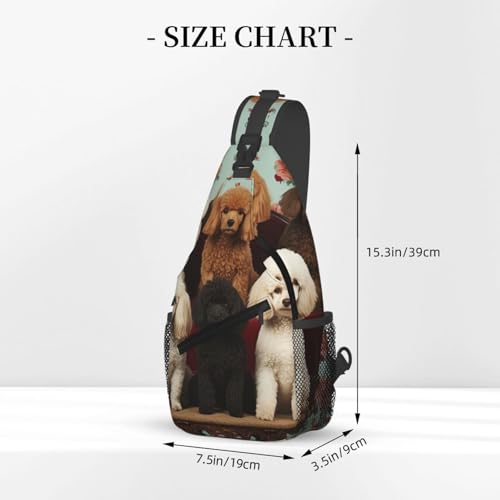 Bolso tipo Sling con diseño de perros Poodles Negro miniatura 2