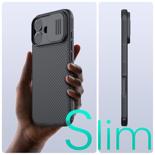 Image of Nillkin for iPhone 17 Case with Slide Camera Cover, Thin Slim Fit, Shockproof Protective, Protector Privacy, Phone Case iPhone 17 Camera Lens Protector 6.3 inch, Black