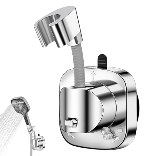 360° Drehbar Duschkopfhalterung mit Saugnapf, Verstellbarer Duschhalterung Ohne Bohren, Abnehmbarer Handbrause Halterung Rutschfeste Rostfreie Duschbrause Halterung für Bad & Dusche